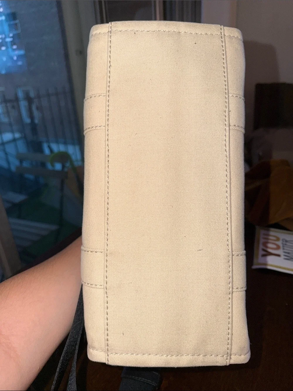 Marc Jacobs Canvas The Tote Bag in Beige with Black Strap